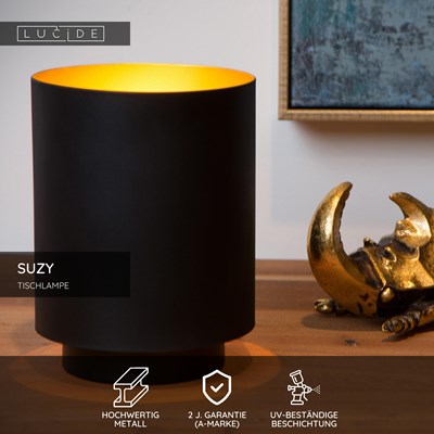 Lucide SUZY - Tischlampe - Ø 12 cm - 1xE14 - Schwarz